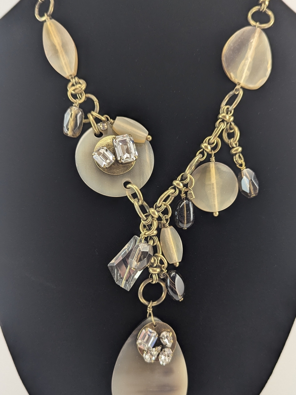 Women’s Gold-Tone Beige Crystal Pendant Necklace